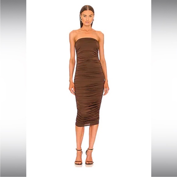 Michael Costello Chocolate Strapless Dress - Picture 1 of 4
